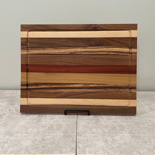 Signature Cutting Board - Breton Stripe W/Juice Groove and Rubber Feet