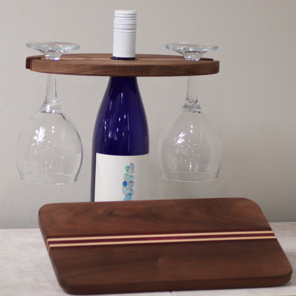 Cheese Board and Wine Caddy-Narrow Stripes
